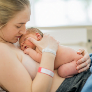 Baby having skin to skin with mother