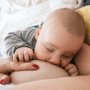 Baby breastfeeding and sleeping